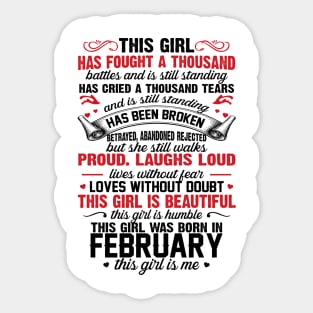 This Girl Was Born In February Sticker